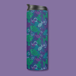 Zwemvissen en bubbels Levendig rifpatroon Thermosbeker