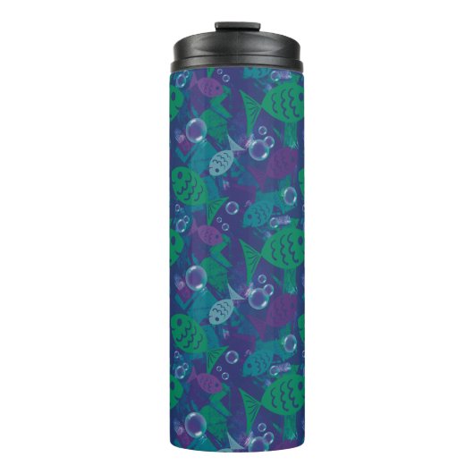 Zwemvissen en bubbels Levendig rifpatroon Thermosbeker (Voorkant)