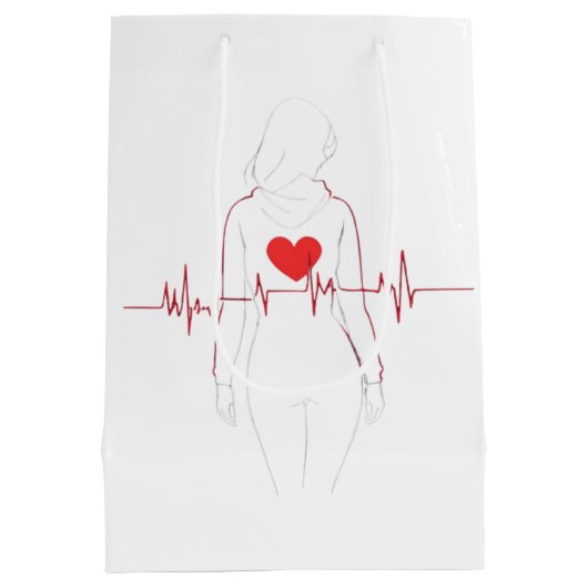 Zwemvlieg met hart en ECG Medium Cadeauzakje (Achterkant)