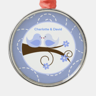 Zwemvogel (blauw) Aangepast liefdesvederwild Metalen Ornament