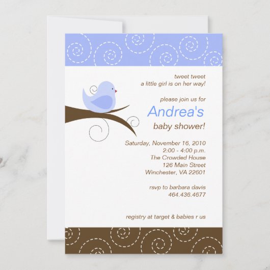 Zwemvogel Blue Boy Baby shower Kaart (Voorkant)
