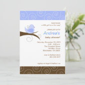 Zwemvogel Blue Boy Baby shower Kaart (Staand voorkant)