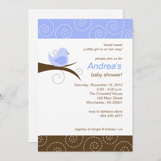 Zwemvogel Blue Boy Baby shower Kaart (Voorkant / Achterkant)