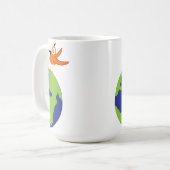 Zwemvogels redden de wereld voor duurzame aarde koffiemok (Voorkant links)