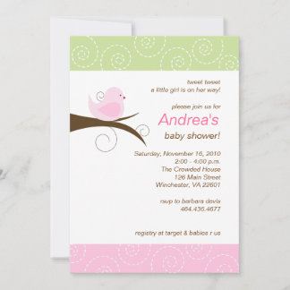 Zwemvogels Roze Baby shower Kaart