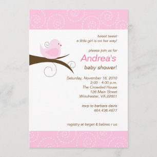Zwemvogels Roze Baby shower Kaart