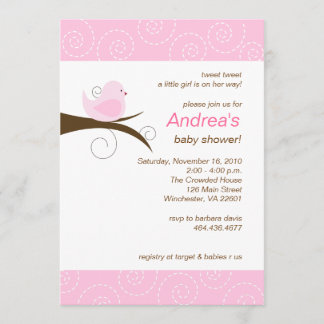 Zwemvogels Roze Baby shower Kaart