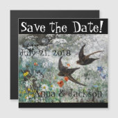 Zwemvogels Wilde bloemen Bespaar Datum Magnetkaart Magnetische Uitnodiging (Voorkant / Achterkant)