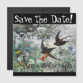 Zwemvogels Wilde bloemen Bespaar Datum Magnetkaart Magnetische Uitnodiging