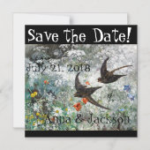 Zwemvogels Wilde bloemen Bespaar Datum Magnetkaart Magnetische Uitnodiging (Voorkant)