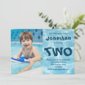 Zwemwater baby foto 2e verjaardag kaart (Staand voorkant)