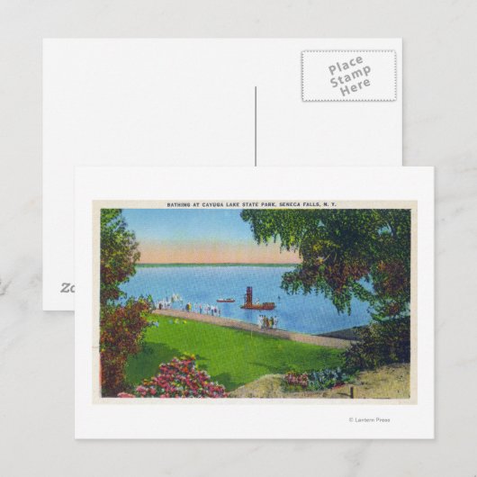 Zwemwaterscène in het natuurpark van het meer van  briefkaart (Voorkant / Achterkant)