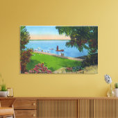 Zwemwaterscène in het natuurpark van het meer van  canvas afdruk (Insitu (Woonkamer))