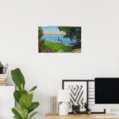 Zwemwaterscène in het natuurpark van het meer van  poster (Thuiskantoor)