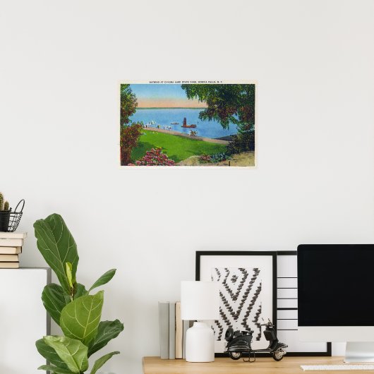 Zwemwaterscène in het natuurpark van het meer van poster (Thuiskantoor)