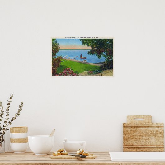 Zwemwaterscène in het natuurpark van het meer van poster (Keuken)