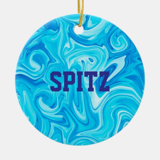 Zwemwatersport Blauwe Naam Kunst Keramisch Ornament (Voorkant)