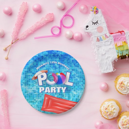Zwemwatervun voor de Koel-zomerpool Papieren Bordje (Feest)