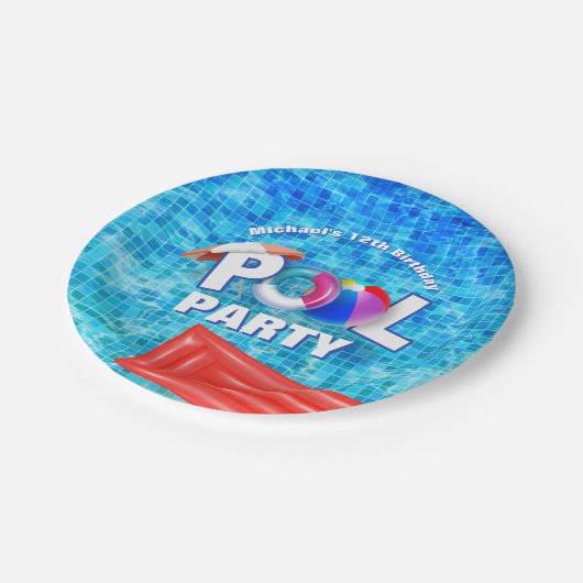 Zwemwatervun voor de Koel-zomerpool Papieren Bordje (Gekanteld)