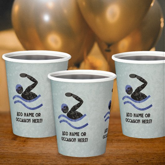 Zwemwedstrijd - scherp zwemmer mannelijk ontwerp papieren bekers