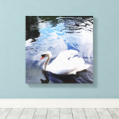 ZWEMZWAAN Uitgerekt Canvas Print (Insitu (Houten vloer))