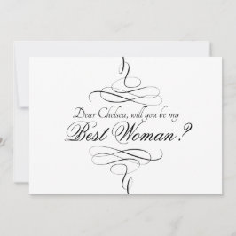 Zwemzwart en wit kunstwerk beste vrouwenuitnodigin kaart