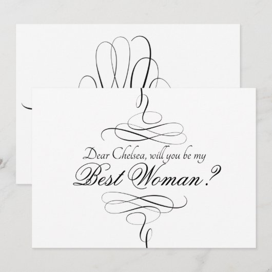 Zwemzwart en wit kunstwerk beste vrouwenuitnodigin kaart (Voorkant / Achterkant)