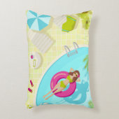 Zwemzwembad meisje op strand bikini accent kussen (Voorkant(Verticaal))