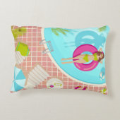 Zwemzwembad meisje op strand bikini accent kussen (Achterkant)