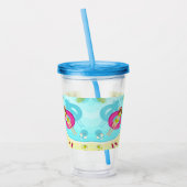 Zwemzwembad meisje op strand bikini acryl drinkbeker (Links)