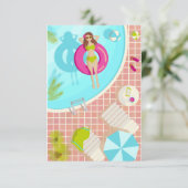 Zwemzwembad meisje op strand bikini bedankkaart (Staand voorkant)