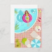 Zwemzwembad meisje op strand bikini bedankkaart (Voorkant / Achterkant)