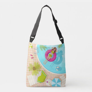 Zwemzwembad meisje op strand bikini crossbody tas
