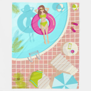Zwemzwembad meisje op strand bikini fleece deken