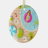 Zwemzwembad meisje op strand bikini keramisch ornament (Rechts)