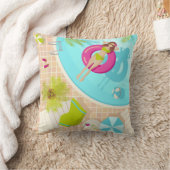 Zwemzwembad meisje op strand bikini kussen (Deken)