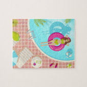 Zwemzwembad meisje op strand bikini legpuzzel (Horizontaal)