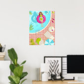 Zwemzwembad meisje op strand bikini poster (Thuiskantoor)