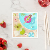 Zwemzwembad meisje op strand bikini servet (Insitu)