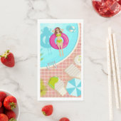 Zwemzwembad meisje op strand bikini servet (Insitu)