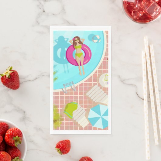 Zwemzwembad meisje op strand bikini servet (Insitu)