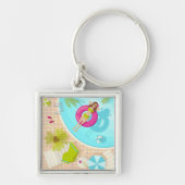 Zwemzwembad meisje op strand bikini sleutelhanger (Voorkant)