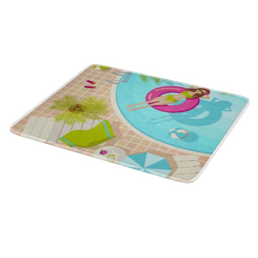 Zwemzwembad meisje op strand bikini snijplank (Hoek)