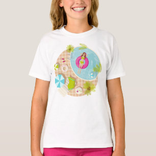 Zwemzwembad meisje op strand T-Shirt van bikini