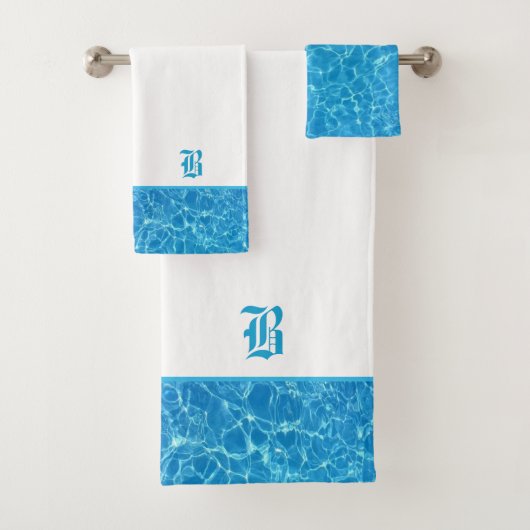 Zwemzwembad turquoise blauw water & kalligrafie bad handdoek (Insitu)