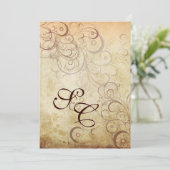  zwenken/faux parchment Wedding Invitting Kaart (Staand voorkant)