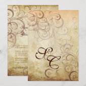  zwenken/faux parchment Wedding Invitting Kaart (Voorkant / Achterkant)