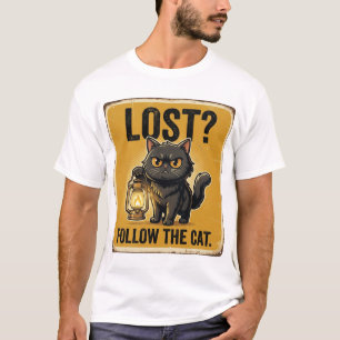 Zwerende Kat Lantaarn Avontuur Design T-shirt