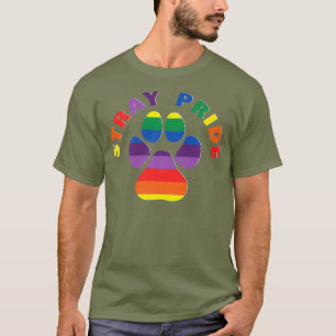 Zwerf Pride Kat Hond Dier Redding Regenboog Poot T-shirt