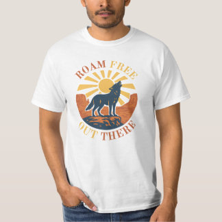 Zwerf Vrij Daar Buiten – Vintage Woestijnwolf Graf T-shirt